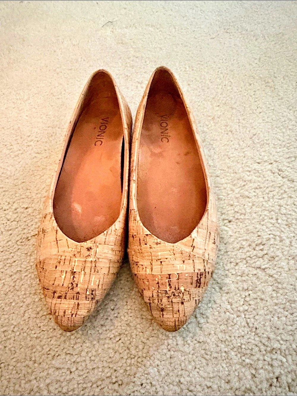 Vionic Cabello Cork Pointed Toe Flats in Brown - Picture 1 of 5
